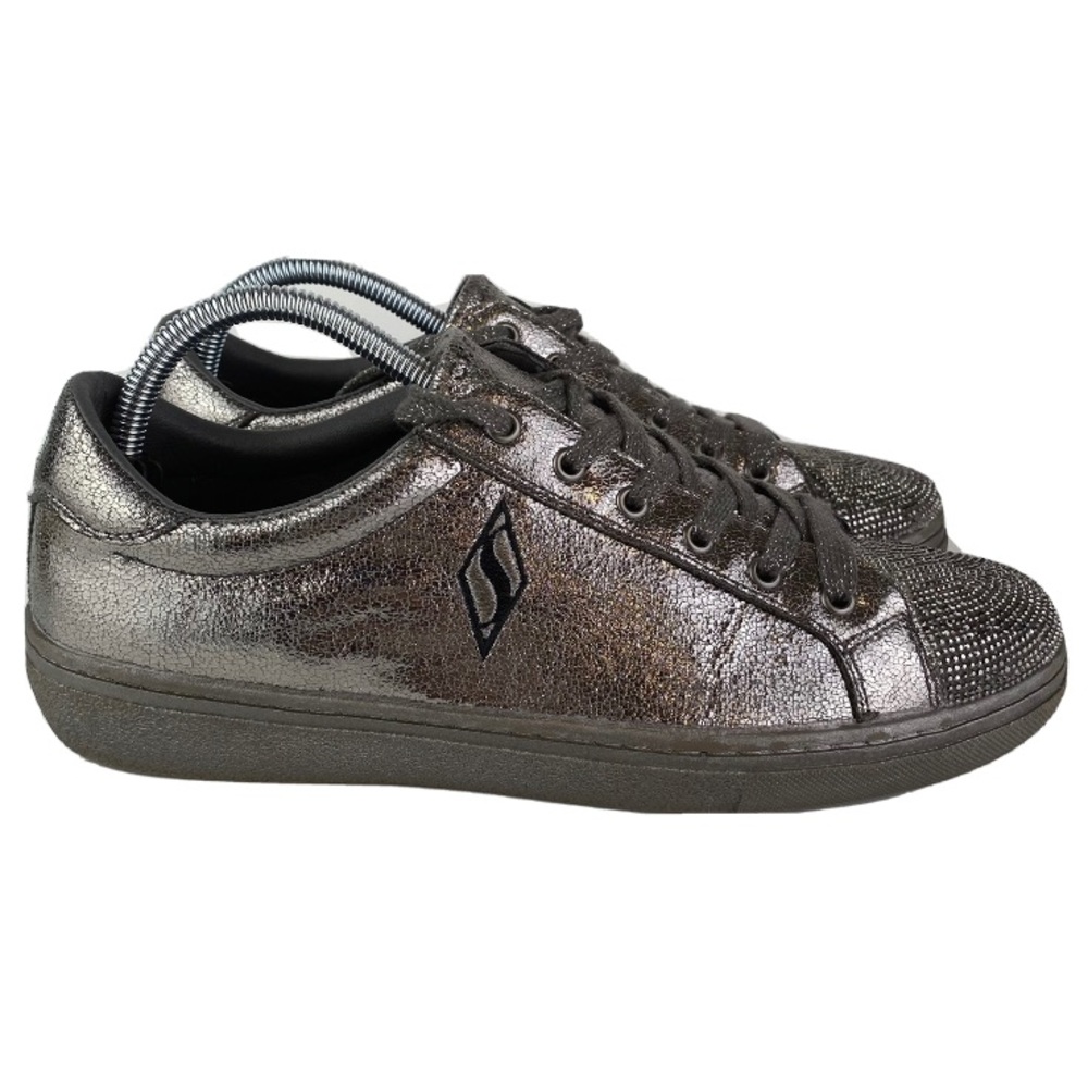 Glitzy Crystallized Skechers Silver Metallic Air Cooled Memory Foam